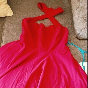 Unique Vintage red halter swing dress